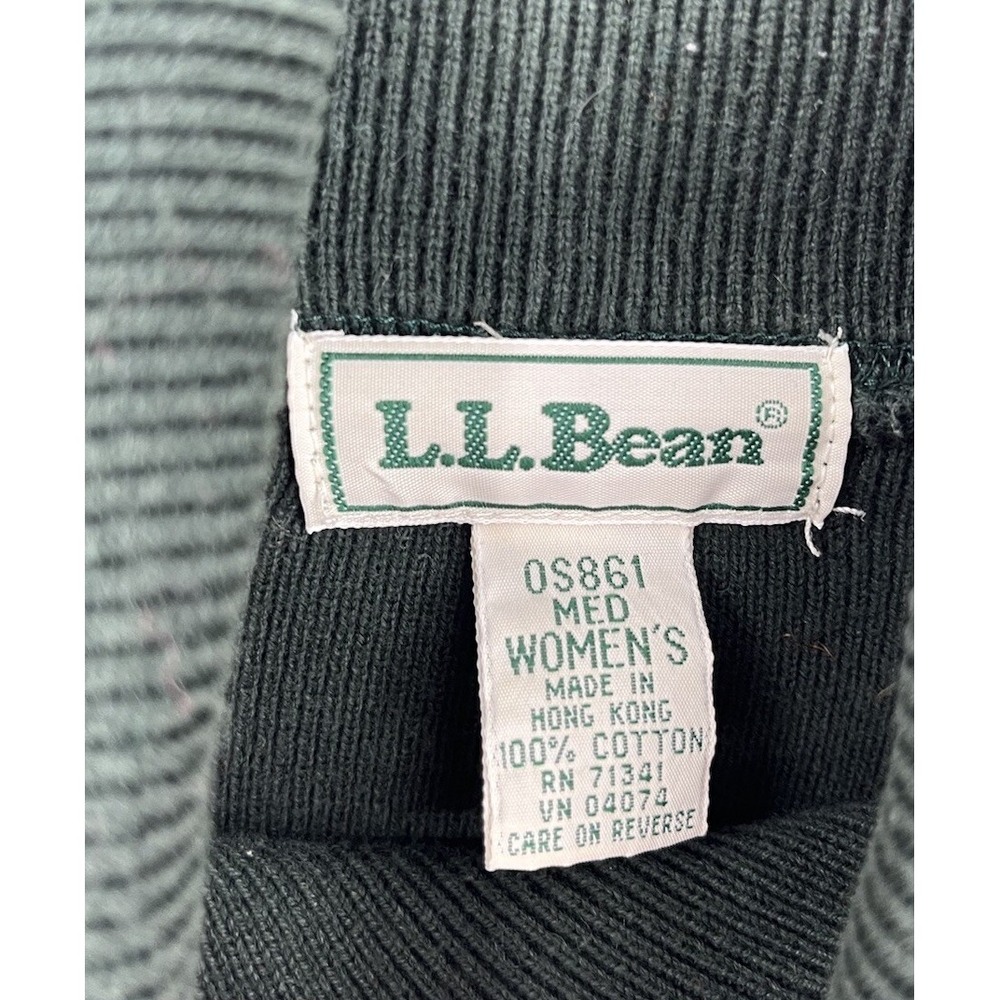 Vintage LL Bean Women's Cotton Sweater Size Medium Hunter Green - Picture 4 of 8